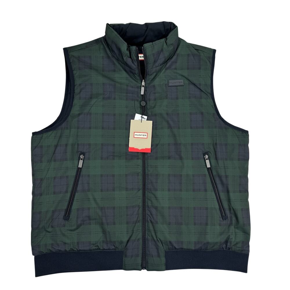 Hunter Mens Reversible Stand-Collar Regular Fit Vest Navy Blue Green XL